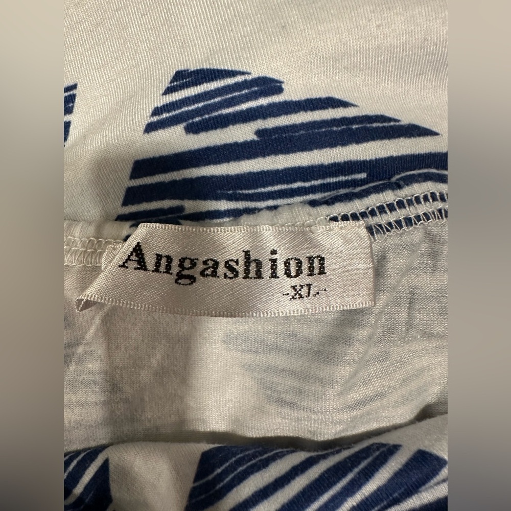 Angashion Blue White Geometric V Neck Romper XL - Picture 5 of 7